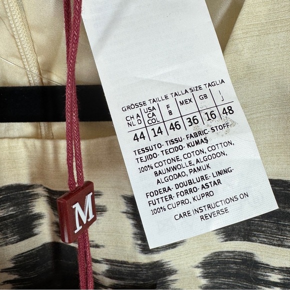 MaxMara Studio Ivory Black Scratched Stripe Print Sleeveless Dress Size 48 - Picture 8 of 16